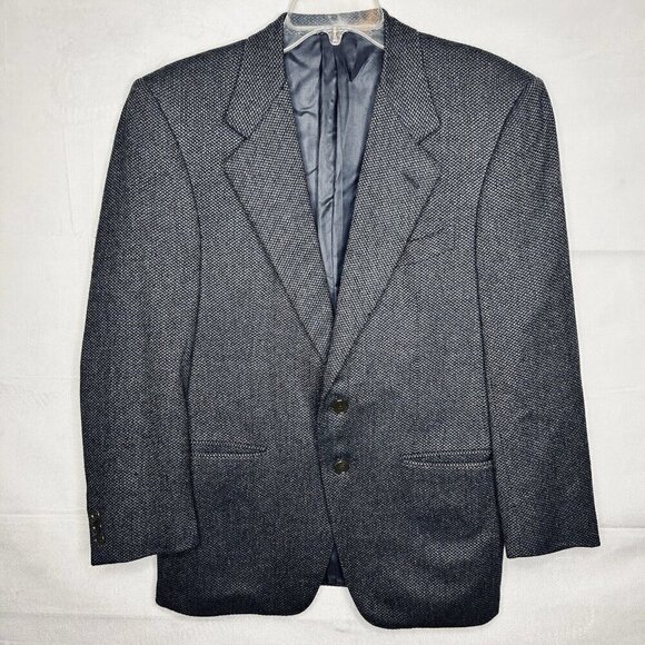 Ermenegildo Zegna Mens Jacket Wool & Cashmere 46R Blue Geometric Designer Italy - Picture 1 of 9